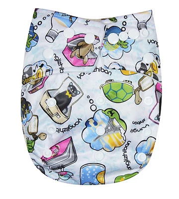 SEE DIAPERS ORGANIC BAMBOO TERRY BABY CLOTH DIAPER WITH 2 TERRY INSERTS TRAVELS - Image 1 of 4