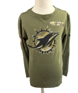 Nike Dri-Fit Miami Dolphins Army Green Salute To Service Youth Tee Shirt Small - Picture 1 of 7