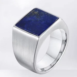 LAPISLAZULI *** 316L EDELSTAHL *** Ring Siegelring  Größenauswahl - Picture 1 of 13