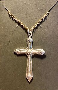 Handmade Pewter Cross with Olive Wood Ash from Bethlehem, Christmas Jewelry Gift