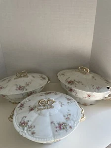 Antique Theodore Haviland Limoges France Roses Serving Bowls - Picture 1 of 7