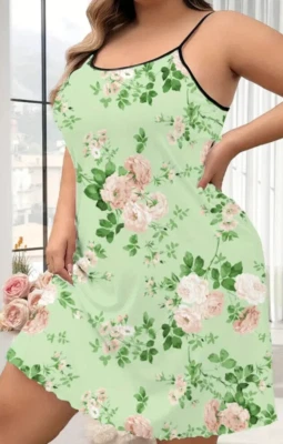 Camisón sin cordones estampado floral para mujer 4XL cuello redondo suave elástico cuello redondo ¡NUEVO! Foto 1 de 4