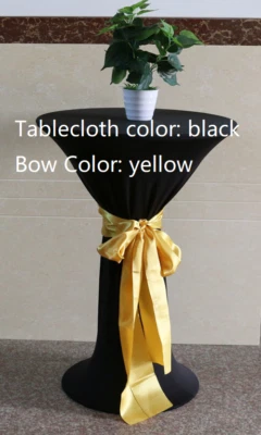 1X Funda de mantel redonda de spandex elástico para fiesta con lazo de satén banquete Foto 1 de 4