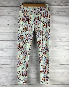 LuLaRoe One Size Leggings Pastel Shattered Floral Print Blue Orange Pink Cream - Picture 1 of 12