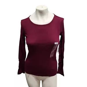 Camiseta Top Liz Claiborne Nueva con Etiquetas Arándano Manga Larga Cápsula Minimalista Informal XS - Imagen 1 de 4