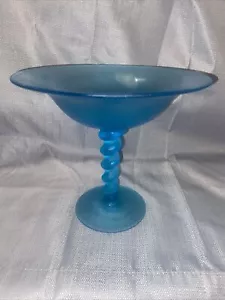CIOTOLA STELO RITORTO IN VETRO SATINATO BLU SMERIGLIATO - Alta 7 - Foto 1 di 8