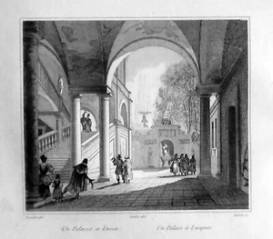 1836,LUCCA,INTERNO DI UN PALAZZO.TOSCANA.Acciaio.AUDOT.Etna - Bild 1 von 1