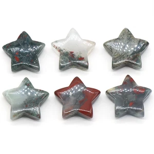 30mm 20pcs Natural African Blood Stone Star Meditation Healing Polished Stone - Picture 1 of 3