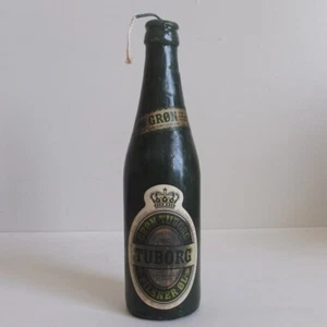 TUBORG GRØN (green) Pilsner Beer bottle-shaped 9" tall candle—has never been lit - Picture 1 of 5