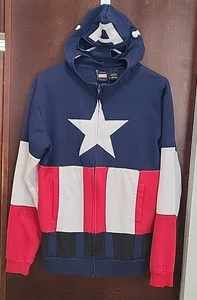 Marvel Captain America Full Zip-Up Hoodie/Sweatshirt/mask Classic Outfit Size S - Picture 1 of 13