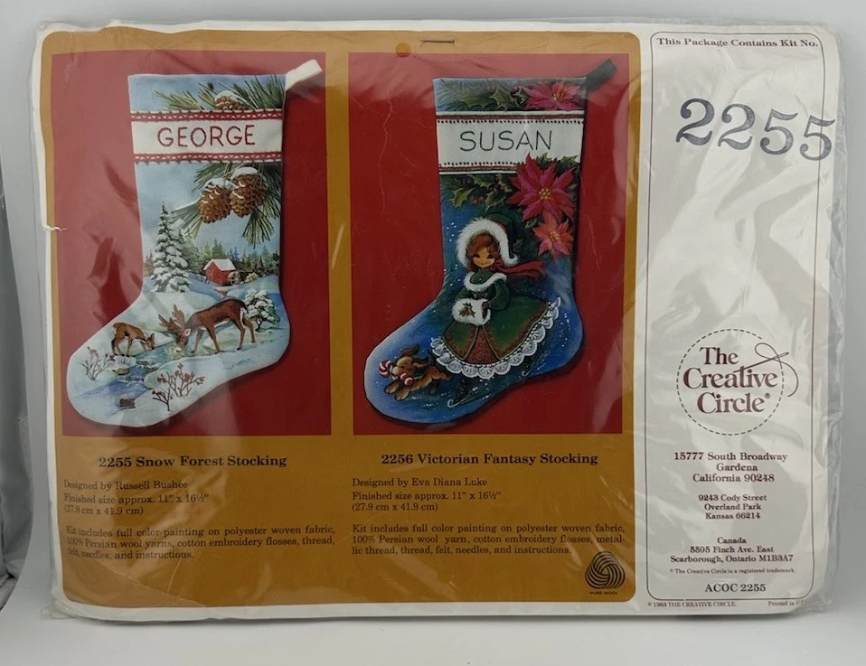 The Creative Circle Kit 2256, “Victorian Fantasy Stocking” - Embroidery Kit - Image 1 of 2