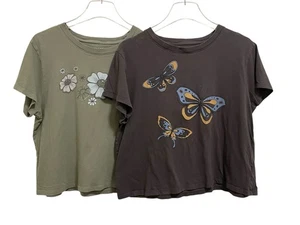 Lote de camisetas cortas cuadradas American Eagle para mujer grandes gráficas mariposa floral - Imagen 1 de 8