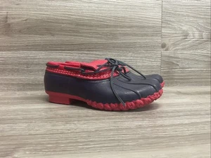 L.L. Bean Bean Boots Rubber Moc Duck Boots Low USA Blue Red Women’s Size 6 - Picture 1 of 9