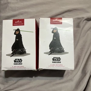 Luke Skywalker Star Wars Hallmark Lot/2 Christmas Ornament Mandalorian Jedi New - Picture 1 of 24
