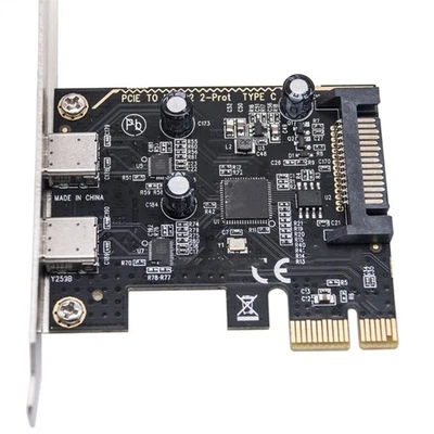 PCIE Type C Card PCIE X1 to 2 Port USB C Adapter HUB PCIE USB 3.2 Gen1 5Gbps - Image 1 of 4
