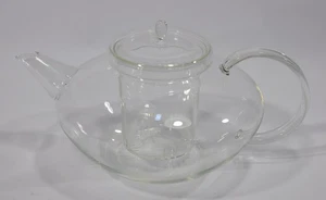 alte TEEKANNE mit SIEBEINSATZ Wilhelm Wagenfeld? Jenaer Glas? Bauhaus? - Bild 1 von 5