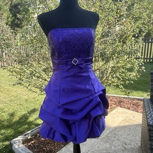 Vintage Jessica McClintock für Gunne Sax Größe 5 lila trägerloses Minikleid - Bild 1 von 22