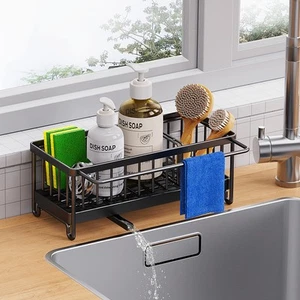 Kitchen Sink Caddy Organizer Sponge Holder for with Auto Draining Tray Dish - Picture 1 of 7