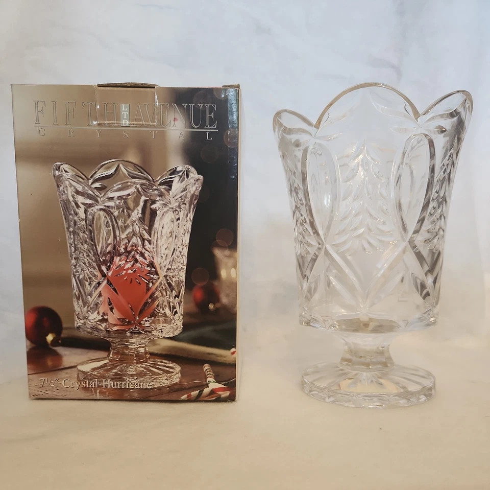 7.5" Crystal Candle Holder, Fifth Avenue LTD, Hurricane, Votive - NEW - Image 1 of 4