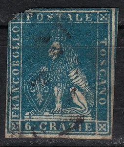 Italien Staat Toskana 1857 Mi 7y Wz. 2 Sc 15 Wmk 184 Löwe der Toskana -... - Picture 1 of 2