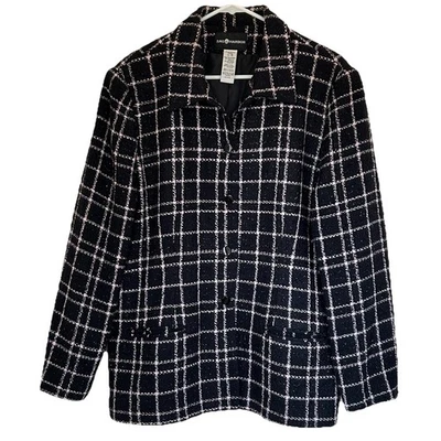 Sag Harbor Women’s 18 Jacket Blazer Black Pink Plaid - Image 1 of 4