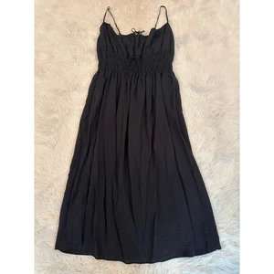 Maxi Vestido Abercrombie & Fitch Calado Cuello Cuadrado Correa Espagueti Negro, XL - Imagen 1 de 4