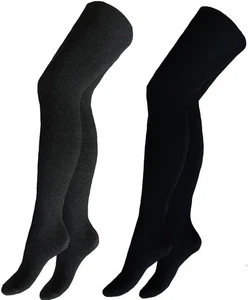 Medias de mujer de algodón cálidas suaves opacas negras antracita S-M-L-XL - Imagen 1 de 1