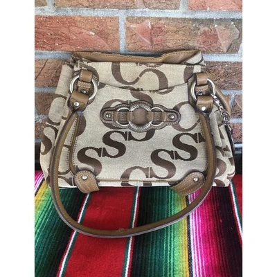 "Bolso de hombro Sophia Caperelli de lona con logotipo 12"" 9"" 4""" Foto 1 de 4