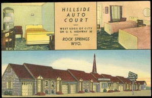 TARJETA POSTAL HILLSIDE AUTO COURT - ROCK SPRINGS, WY - Imagen 1 de 1