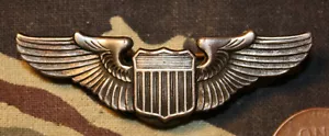Camicia pinback US Air Force argento sterling 2 pollici base pilota ali volo taglia - Foto 1 di 5