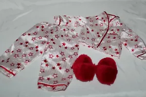 American Girl Red and White Star PJs Outfit 2005 (retired) with Slippers - Picture 1 of 4