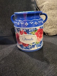 The Pioneer Woman Heritage Floral Utensil Holder Stoneware Crock Kitchen Tools - Picture 1 of 7