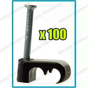 100 x Satellite Twin DOUBLE SHOTGUN Black CABLE CLIPS Coaxial Wire Sky WF65 CT63 - Picture 1 of 3