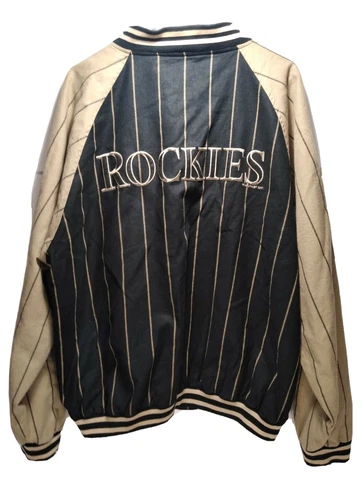 PUMA XL Colorado Rockies Jacket - Vintage 2001 Linen / Cotton Striped Black Tan Cover