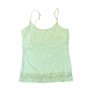 Energie Camisole Tank Top Buttery Yellow Knit Lace Trim Shelf Bra Spaghetti Stra - Picture 1 of 6