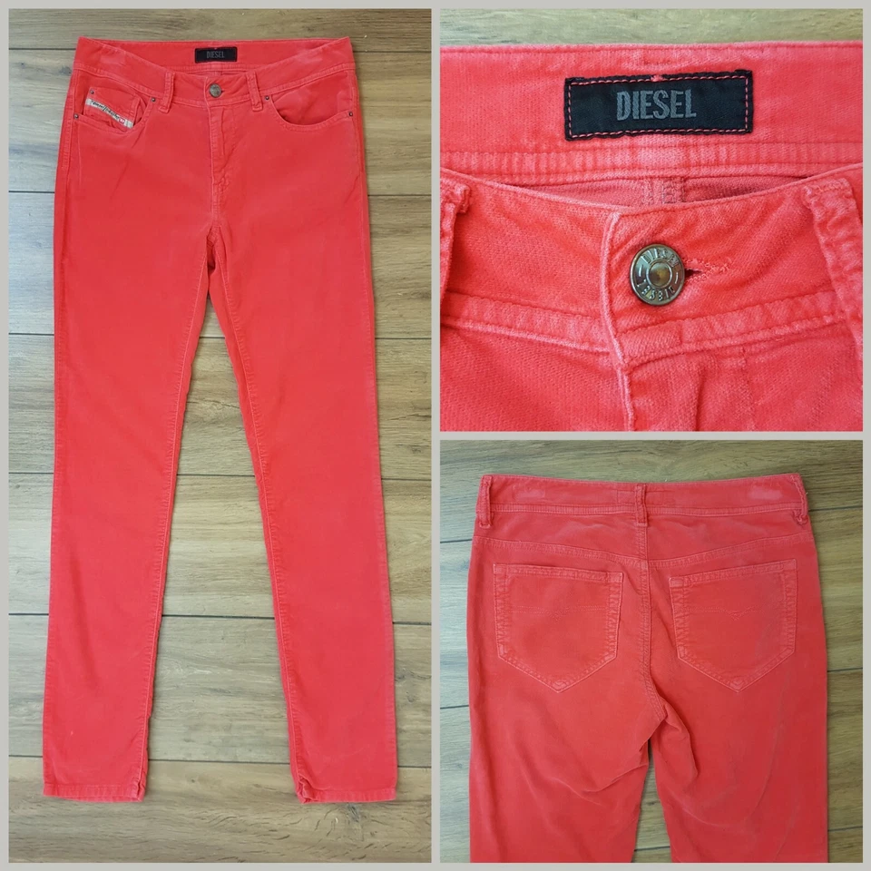 DIESEL P-Malphas-G Womens Jeans UK 10 Red Needlecord Skinny Stretch W29 L31 - Image 1 of 4