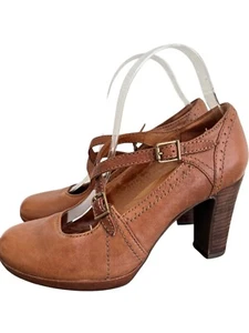 Indigo By Clarks Flyrt Rouge Taupe Brown Leather Heeled Dress Shoes Size 9M - Picture 1 of 13