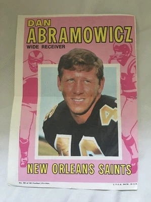 1971 Topps Pin Ups Poster Insert #22 Dan Abramowicz New Orlean Saints - Image 1 of 4