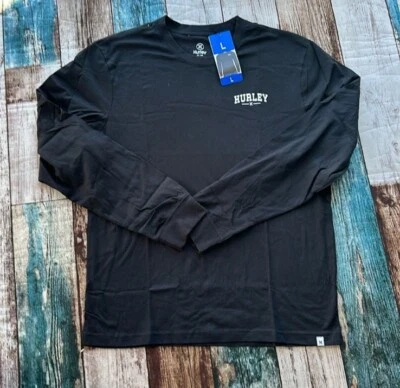 Hurley Men's Everyday Long S Crew Neck Regular Fit Cotton T-Shirt, Black, Size L - Image 1 of 4