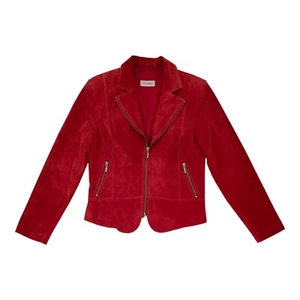 Giacca pelle biker vintage donna camoscio giacca scamosciata vera pelle rossa M 38 L 40 - Foto 1 di 7