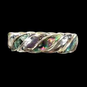 Inlaid Abalone Silver Tone Stretch Bracelet - Picture 1 of 8