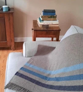NWT Pendleton Throw Blanket Eco-Wise Wool Easy Care Fawn Stripe w/Fringe 54”x60” - Picture 1 of 14