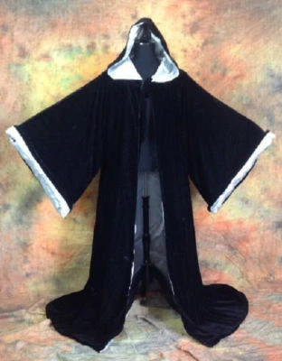 Bata de Terciopelo Halloween Con Capucha Mago Medieval Renacimiento Capa Línea Con Mangas Foto 1 de 4