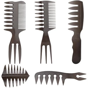5pcs Men's Pompadour Hairstyling Combs Professional Wide Teeth Texture Comb For - Picture 1 of 10