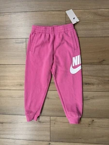 NWT Girls Nike Pink Sportswear Logo Sweatpants Joggers Size M Medium 6 Pants - Picture 1 of 2