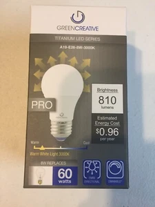 Grüne Creative LED Glühbirne 98012 A19-E26-8W-3000K 8W ersetzt 60W 810 Lumen - Bild 1 von 6