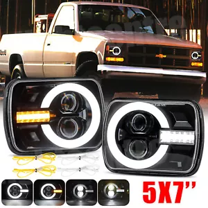 Pair 7X6'' 5X7'' LED Headlights DRL For Chevy C1500 C2500 C3500 Suburban Pickup - Picture 1 of 16