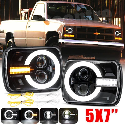 Pair 7X6'' 5X7'' LED Headlights DRL For Chevy C1500 C2500 C3500 Suburban Pickup - Image 1 of 4