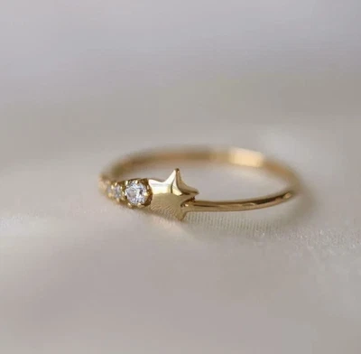 Обручальное кольцо звезда с 5 камнями муассанит бриллиант половина вечности - Изображение 1 из 3