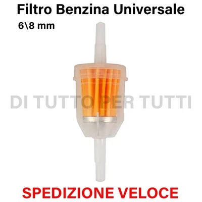 FILTRO BENZINA CARBURANTE 8mm/6mm UNIVERSALE MOTO AUTO SCOOTER BARCA TRATTORE - Immagine 1 di 4
